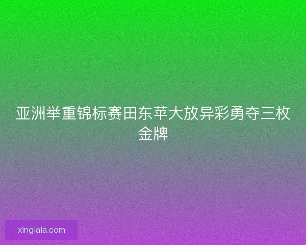 亚洲举重锦标赛田东苹大放异彩勇夺三枚金牌