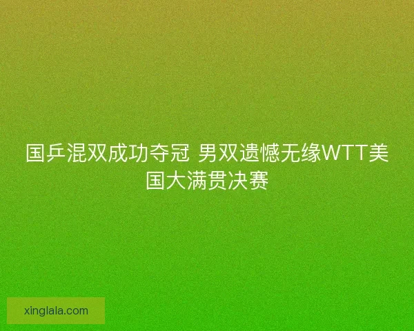 国乒混双成功夺冠 男双遗憾无缘WTT美国大满贯决赛